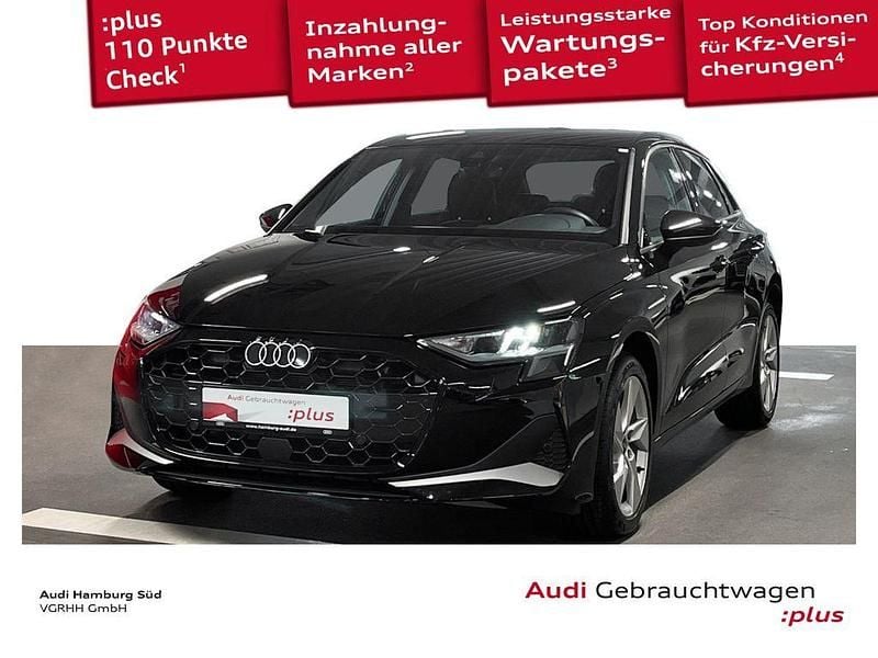 0e mythosschwarz metallic Gebraucht 2024 Audi A3 Advanced Limousine | 29.440 € (Superpreis) - Bild 1/3