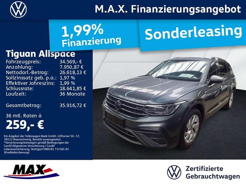 Platinum grey metallic Gebraucht 2024 VW Tiguan Allspace Life SUV | 34.569 € (Superpreis) - Bild 1/3