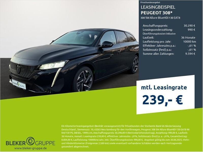 Perlaneraschwarz Gebraucht 2024 Peugeot 308 Allure Kombi | 30.290 € (Fairer Preis) - Bild 1/3