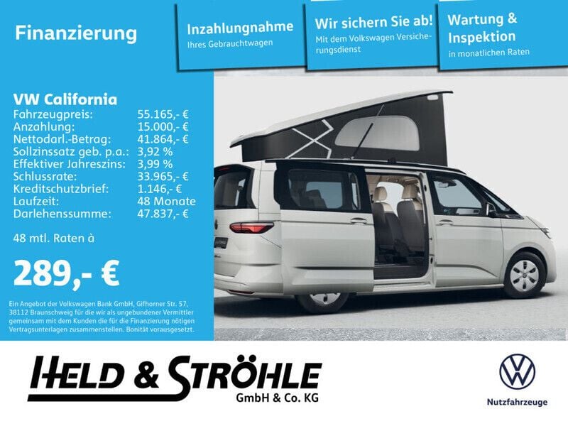 Weiß Gebraucht 2022 VW California Beach Van | 52.600 € (Superpreis) - Bild 1/4