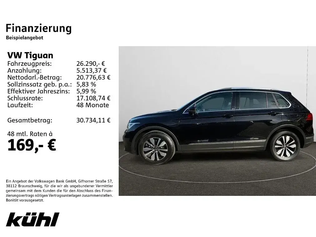 Gebraucht VW Tiguan Move 122 PS (89 kW) 2023 Schwarz SUV