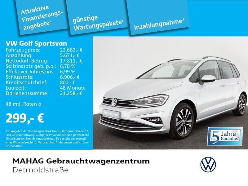 Silber Gebraucht 2020 VW Golf Sportsvan United Van / Kleinbus | 22.682 € (Fairer Preis) - Bild 1/1