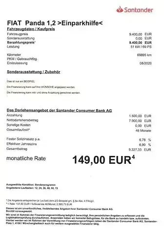 Gebraucht Fiat Panda Easy 69 PS (50 kW) 2020 Weiss Kleinwagen