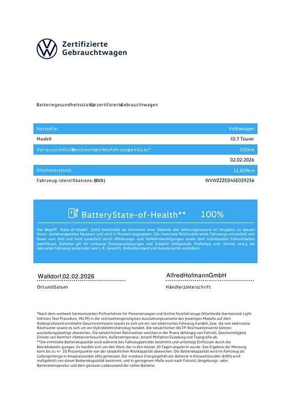 Gebraucht VW ID.7 Pro 210 kW (286 PS) 2025 Gletscherweiß metallic Kombi