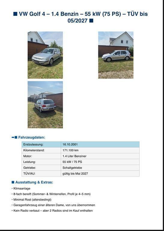 Silber Gebraucht 2001 VW Golf IV Basis Limousine | 2.500 € (Teuer) - Bild 1/4