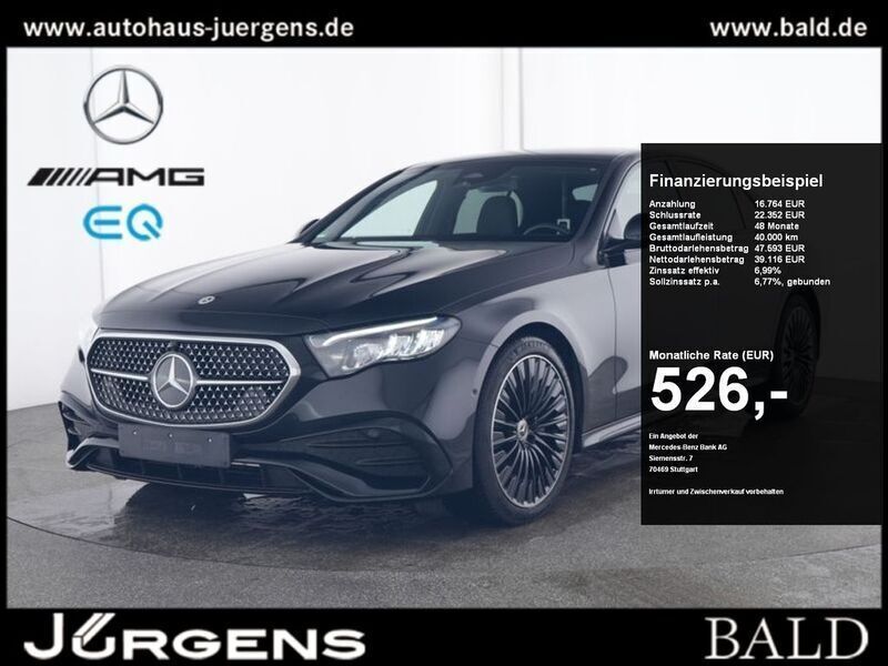 Schwarz obsidianschwarz metallic Gebraucht 2024 Mercedes E220 AMG Limousine | 55.840 € (Fairer Preis) - Bild 1/4