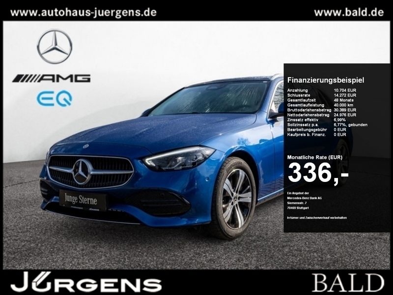Blau metalliclack spektralblau Gebraucht 2024 Mercedes C200 Avantgarde Kombi | 37.880 € (Fairer Preis) - Bild 1/4