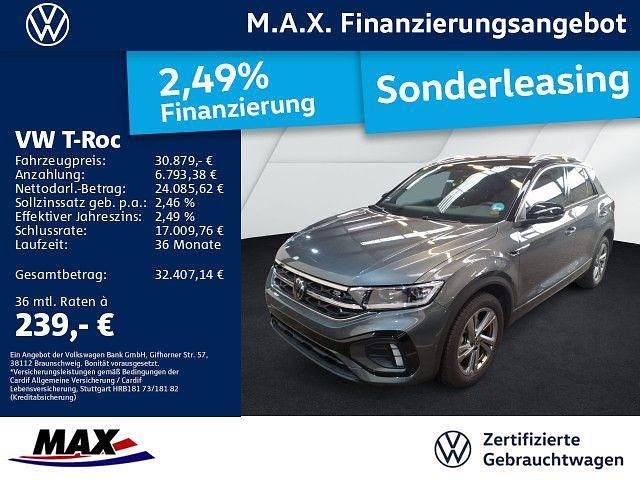 Indiumgrau metallic schwarz Gebraucht 2025 VW T-Roc R-line SUV | 30.879 € (Superpreis) - Bild 1/3