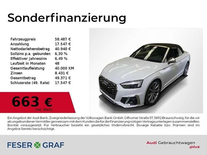 Gletscherweiß Gebraucht 2023 Audi S5 Cabriolet Ambiente Cabrio | 58.487 € (Fairer Preis) - Bild 1/2