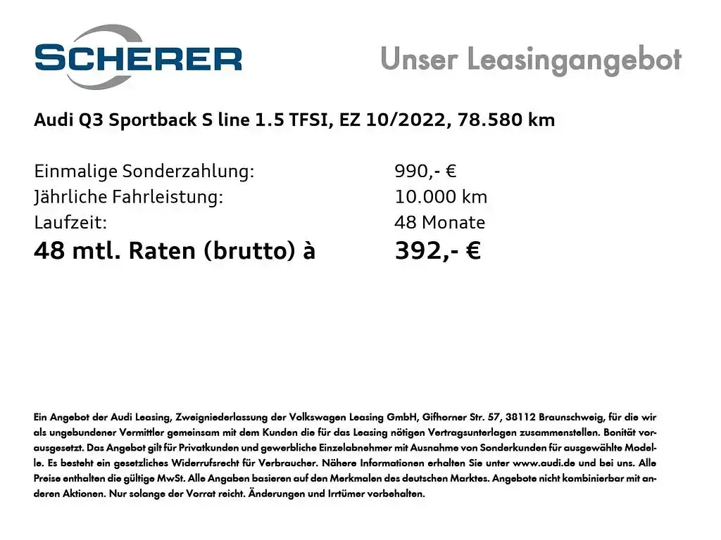 Gebraucht Audi Q3 Sportback S-Line 150 PS (110 kW) 2022 Ibisweiß SUV