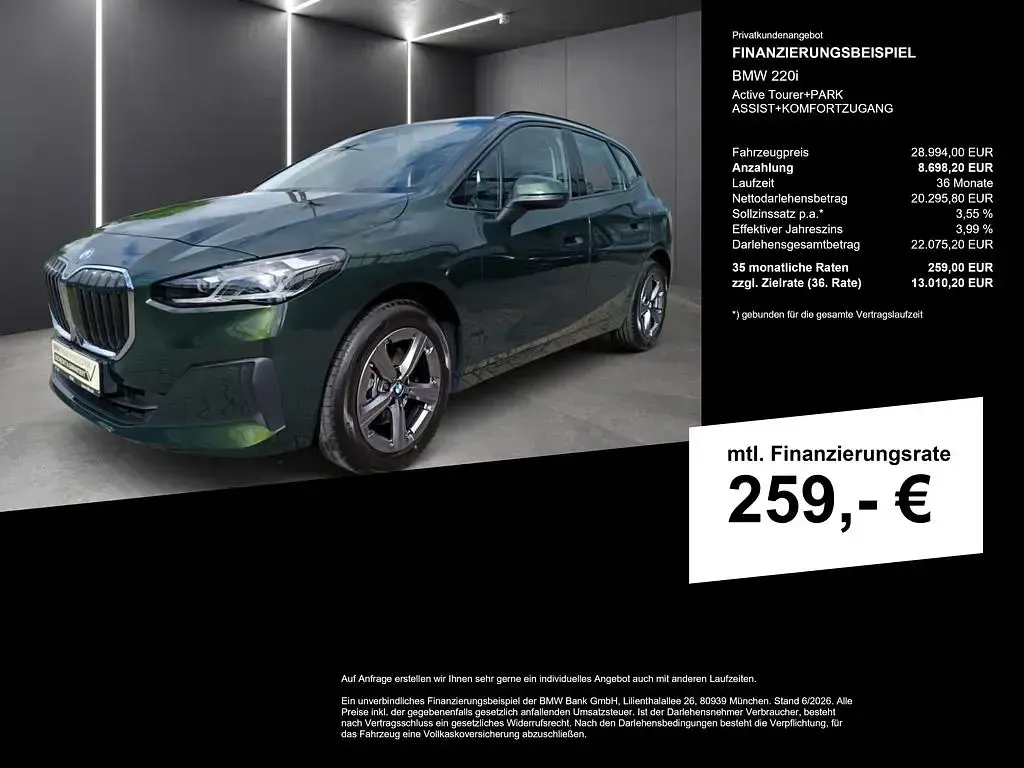Gebraucht BMW 220 170 PS (125 kW) 2025 Sanremo green metallic Kombi