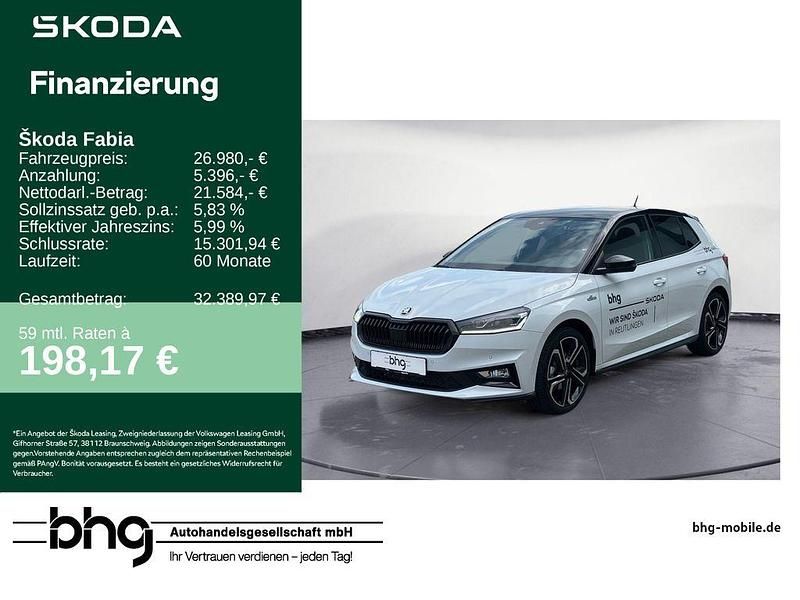 Moonweiss metallic Gebraucht 2025 Skoda Fabia Monte Carlo Limousine | 26.980 € (Fairer Preis) - Bild 1/4
