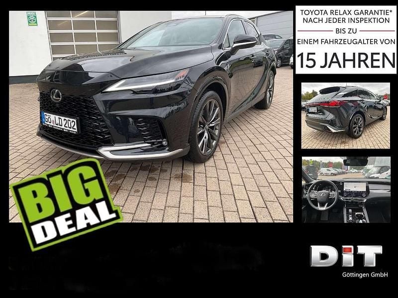 Graphitschwarz metallic Gebraucht 2024 Lexus RX350 Sport Design Packet SUV | 58.990 € (Fairer Preis) - Bild 1/3
