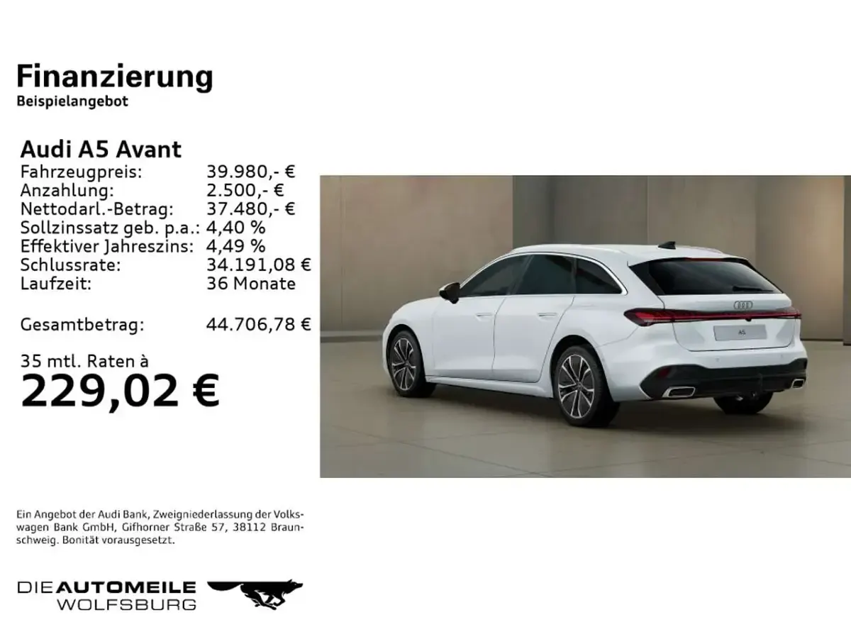Gebraucht Audi A5 Sport 204 PS (150 kW) 2025 Gletscherweiß metallic Kombi