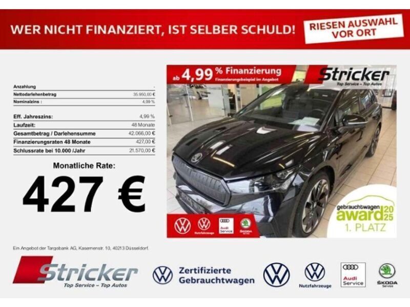 Blackmagic perleffekt (metallic) Gebraucht 2021 Skoda Enyaq iV SUV | 35.948 € (Teuer) - Bild 1/4