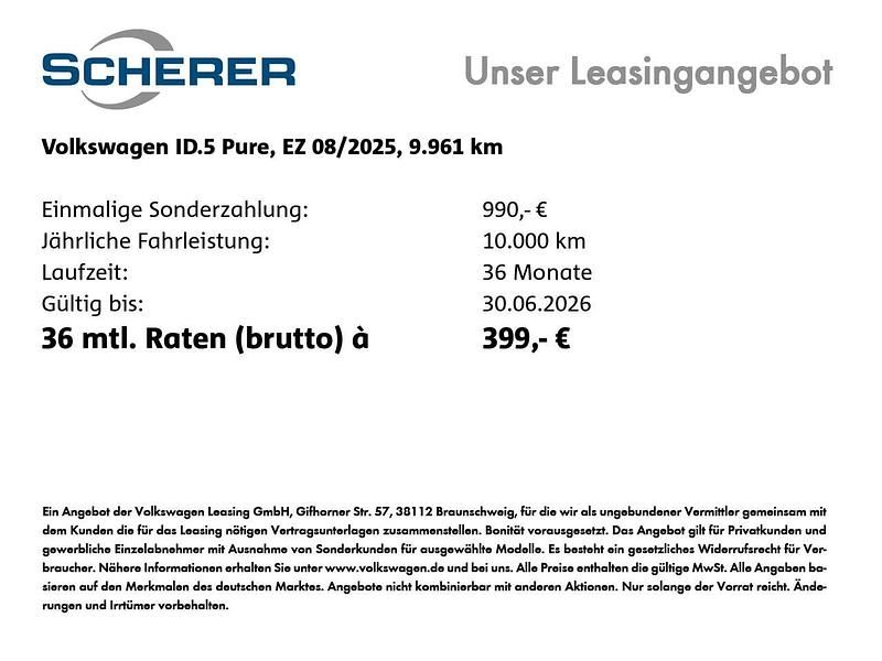 Gebraucht VW ID.5 Pro 125 kW (170 PS) 2025 Gletscherweiß metallic (metallic) SUV