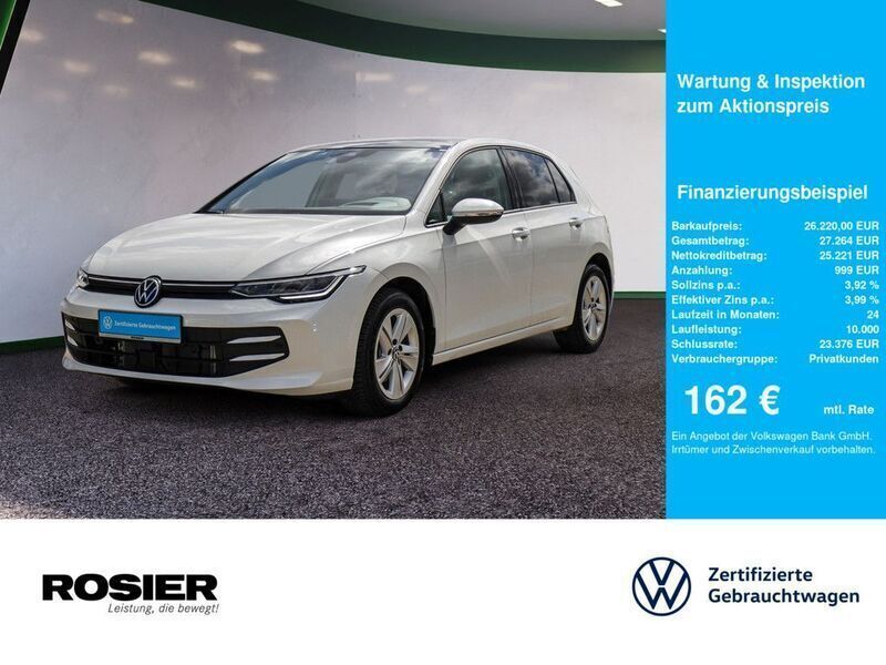 Weiss / oryxweiss perlmutteffekt Gebraucht 2024 VW Golf VIII Life Limousine | 26.370 € (Fairer Preis) - Bild 1/4