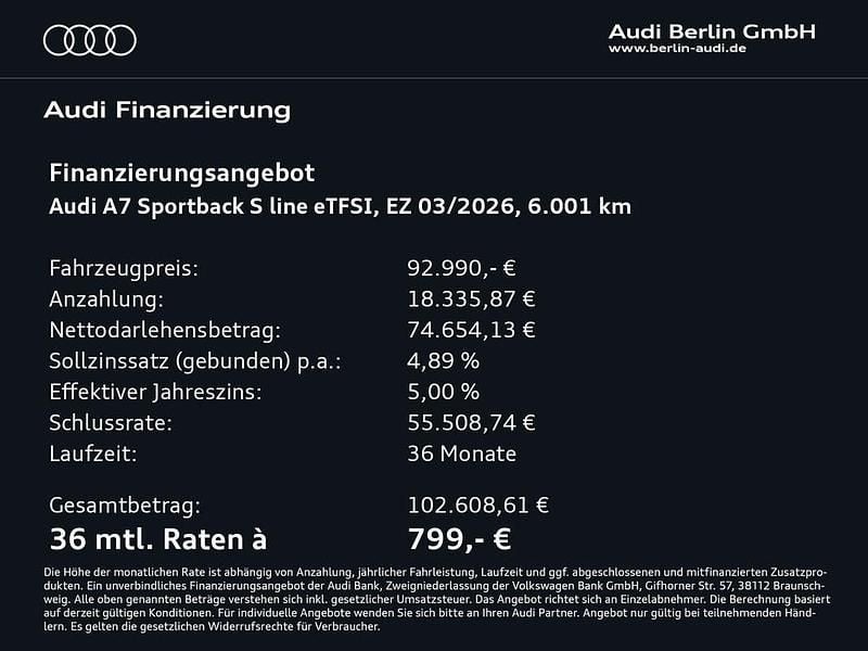 Gebraucht Audi A7 Sport 367 PS (269 kW) 2026 Daytonagrau perleffekt Limousine