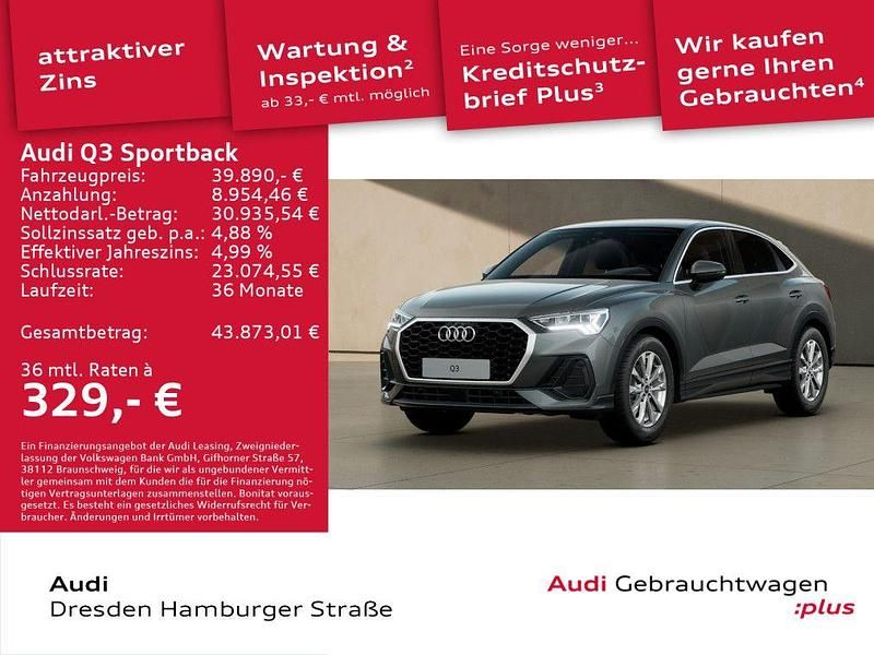 Grau Gebraucht 2024 Audi Q3 Sportback Basis SUV | 39.890 € (Etwas zu teuer) - Bild 1/3