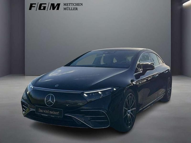 Obsidianschwarz metalliclack Gebraucht 2022 Mercedes EQS450+ AMG line Limousine | 52.299 € - Bild 1/4