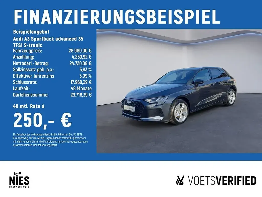 Używany Audi A3 Advanced Plus 150 KM (110 kW) 2025 Szary Sedan/Limuzyna