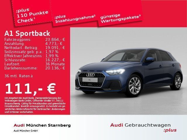 Navarrablau metallic Gebraucht 2024 Audi A1 Sportback Advanced Plus Kleinwagen | 25.472 € (Etwas zu teuer) - Bild 1/2