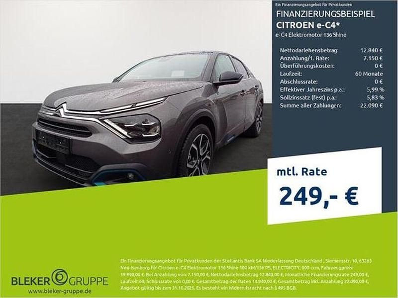 Platingrau Gebraucht 2022 Citroën e-C4 Shine Limousine | 19.990 € (Fairer Preis) - Bild 1/3