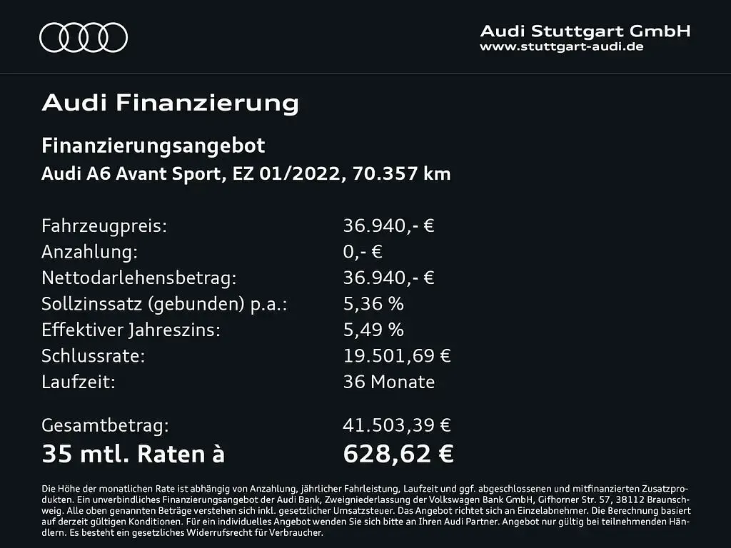Gebraucht Audi A6 Premium 286 PS (210 kW) 2022 Mythosschwarz metallic Kombi