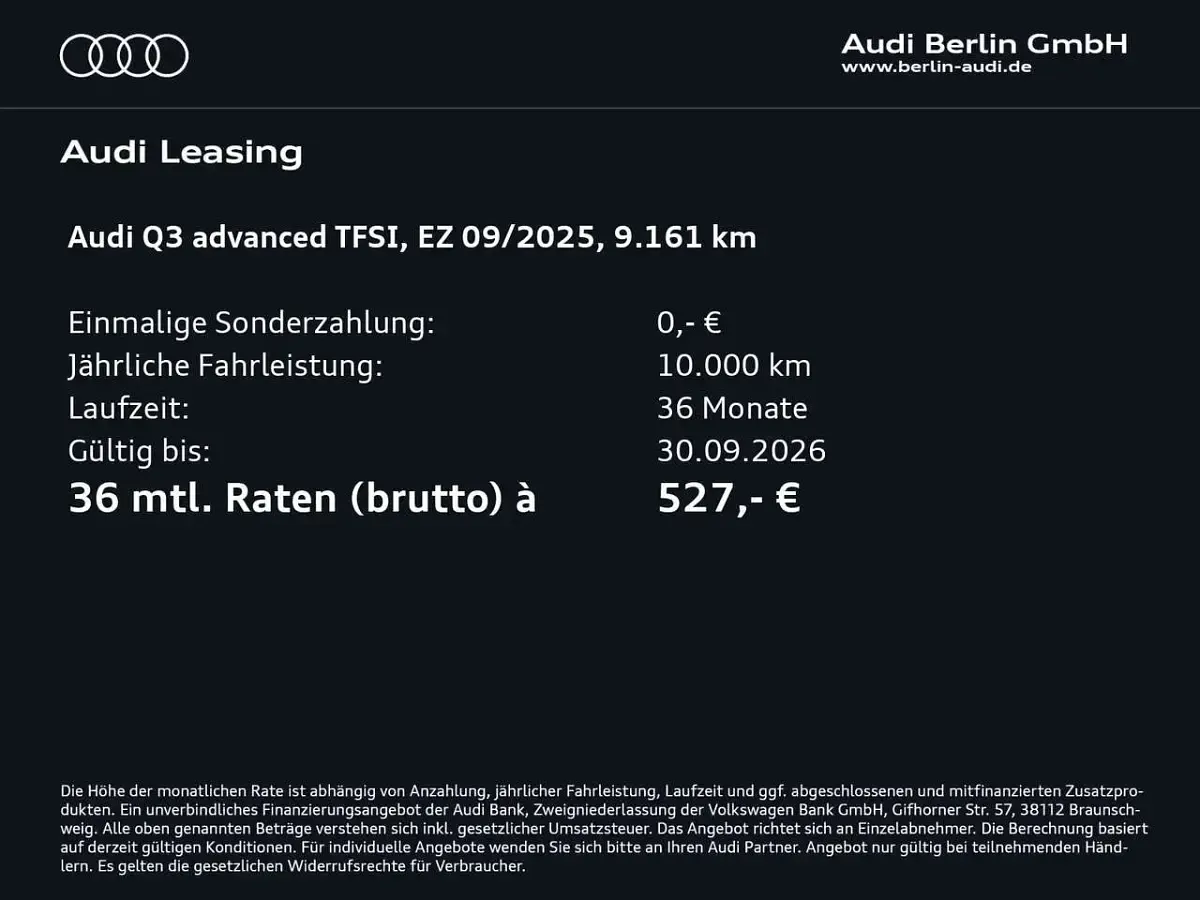 Gebraucht Audi Q3 Advanced Plus 150 PS (110 kW) 2025 Navarrablau metallic SUV