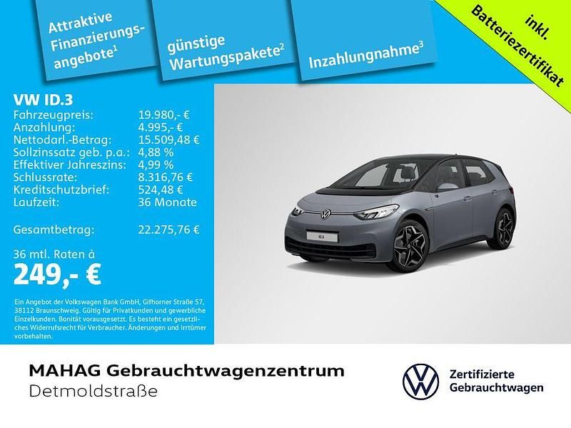 Gebraucht VW ID.3 Pro 106 kW (145 PS) 2022 Mondsteingrau/schwarz Kleinwagen