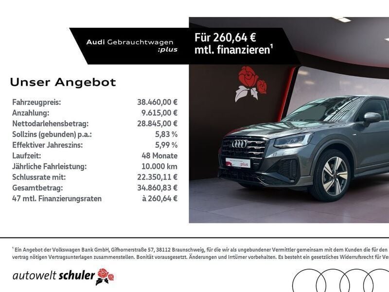 Daytonagrau perleffekt Gebraucht 2024 Audi Q2 S-Line SUV | 37.330 € (Fairer Preis) - Bild 1/4