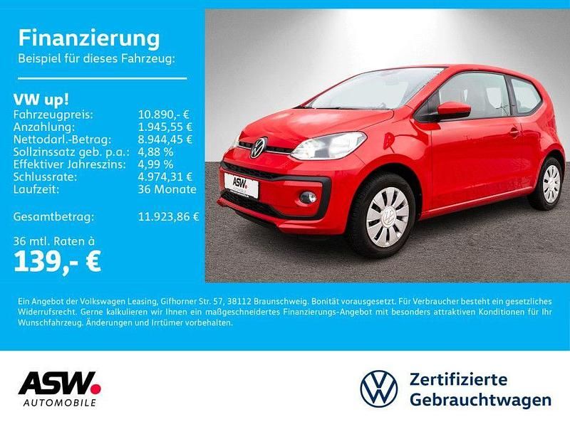 Tornadorot Gebraucht 2021 VW up! move up! Kleinwagen | 10.890 € (Guter Preis) - Bild 1/4