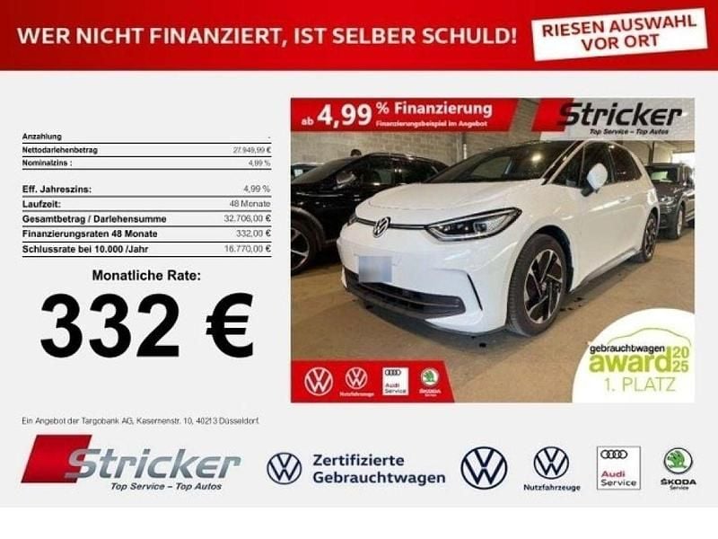 Gletscherweiß metallic (metallic) Gebraucht 2024 VW ID.3 Pro Kleinwagen | 27.945 € (Guter Preis) - Bild 1/3