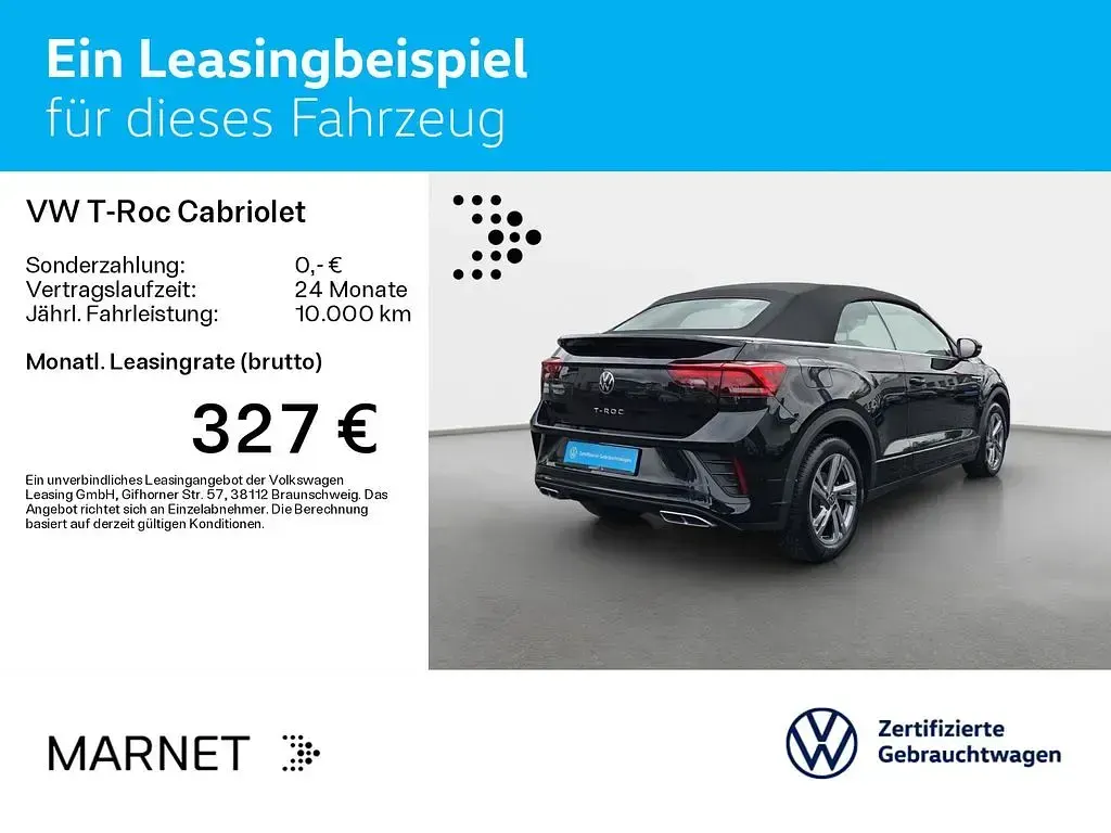 Gebraucht VW T-Roc Cabriolet R-line 150 PS (110 kW) 2025 Deep black perleffekt/schwarz Cabrio