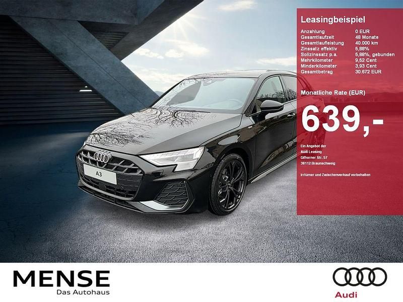 Schwarz Gebraucht 2024 Audi A3 Sportback S-Line Limousine | 46.985 € - Bild 1/4