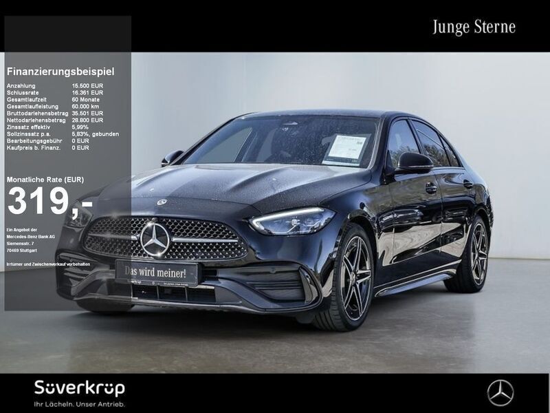 Schwarz unilack schwarz Gebraucht 2023 Mercedes C300 AMG Limousine | 44.730 € (Fairer Preis) - Bild 1/2