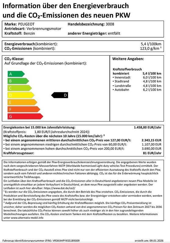 Neu Peugeot 3008 Allure 136 PS (100 kW) 2026 Blau SUV