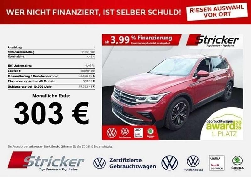Rot Gebraucht 2021 VW Tiguan Elegance SUV | 28.949 € (Guter Preis) - Bild 1/3