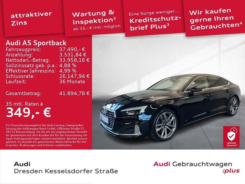 Gebraucht Audi A5 Sportback Advanced Plus 204 PS (150 kW) 2022 Mythosschwarz metallic Kleinwagen