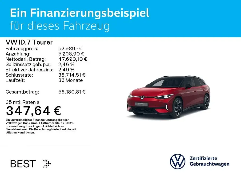 Gebraucht VW ID.7 GTX 250 kW (340 PS) 2025 Kings red metallic/schwarz Kombi