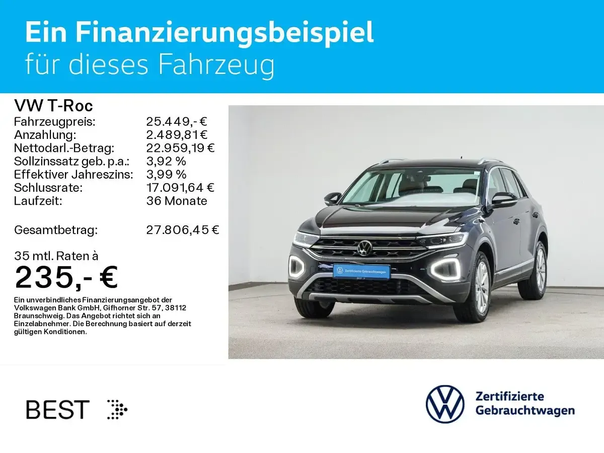 Gebraucht VW T-Roc Style 150 PS (110 kW) 2023 Deep black perleffekt SUV