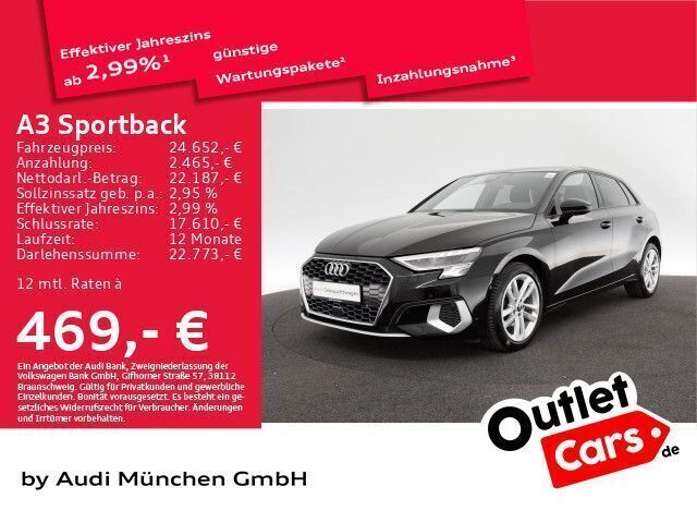 Schwarz Gebraucht 2022 Audi A3 Sportback Advanced Limousine | 24.652 € (Etwas zu teuer) - Bild 1/1