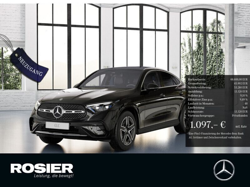 Schwarz / obsidianschwarz Gebraucht 2025 Mercedes GLC220 AMG line Coupé | 65.890 € (Superpreis) - Bild 1/4