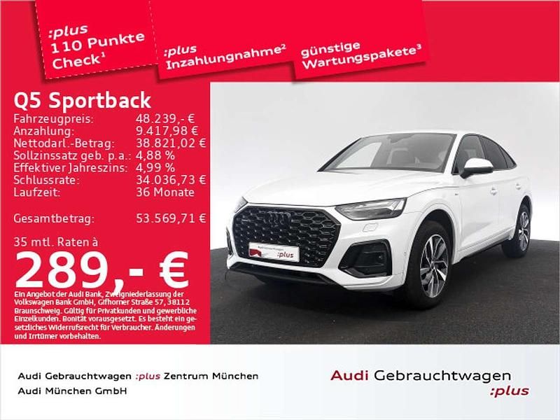 Gletscherweiß metallic Gebraucht 2023 Audi Q5 S-Line SUV | 48.239 € (Teuer) - Bild 1/2