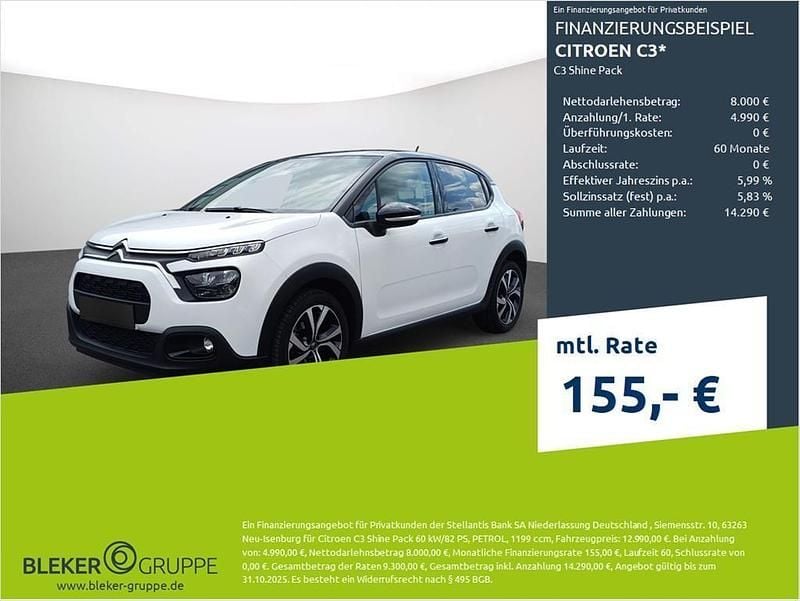 Weiß Gebraucht 2023 Citroën C3 Shine Kleinwagen | 11.980 € (Guter Preis) - Bild 1/3