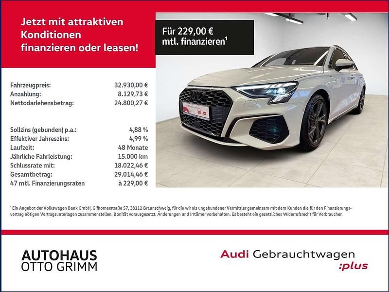 Gletscherweiß metallic Gebraucht 2023 Audi A3 Sportback S-Line Kombi | 31.990 € (Etwas zu teuer) - Bild 1/4