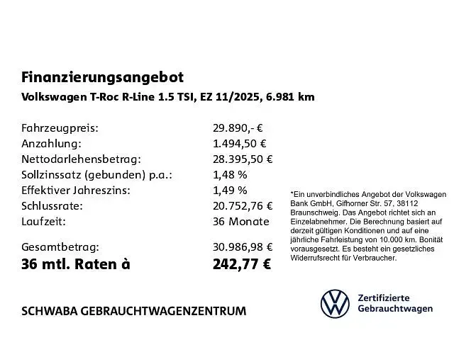 Gebraucht VW T-Roc R-line 150 PS (110 kW) 2025 Schwarz SUV