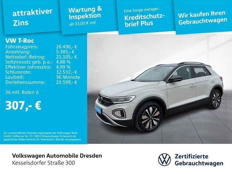 Ascotgrau schwarz Gebraucht 2024 VW T-Roc Life SUV | 31.980 € (Teuer) - Bild 1/3