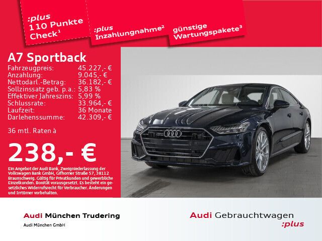 Firmamentblau metallic Gebraucht 2022 Audi A7 Sportback Ambiente Kleinwagen | 45.227 € (Guter Preis) - Bild 1/2