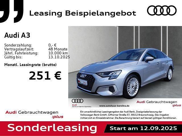 Florettsilber metallic Gebraucht 2024 Audi A3 Advanced Plus Limousine | 27.728 € (Superpreis) - Bild 1/4